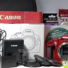 ✨人気カラー✨Canon EOS Kiss X50 一眼レフカメラ レンズキット　レッド元箱付の画像
