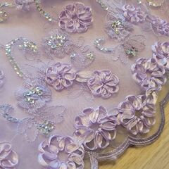 Princess 薄紫色 フラワー刺繍ドレス 豪華 ドルス 発表会 結婚式の画像