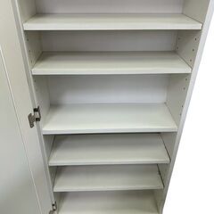 【省スペース設置OK◎】ミラー付き スリム本棚 ホワイト 姿見 収納ラックの画像