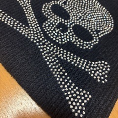 ドクロ　ニット帽　黒の画像