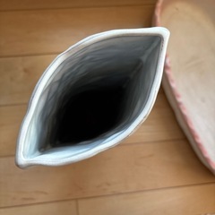 モダン陶器 花器 2点セット 白×ピンク フラワーベース オブジェ インテリアの画像