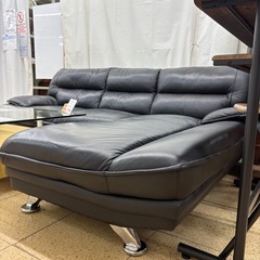 【リユースマン倉敷】レザーL型ソファ ブラック インテリアの画像