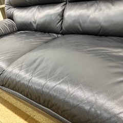 【リユースマン倉敷】レザーL型ソファ ブラック インテリアの画像