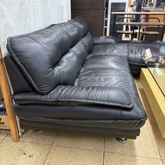 【リユースマン倉敷】レザーL型ソファ ブラック インテリアの画像