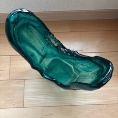 アートガラス 花瓶 フラワーベース グリーン モダンインテリア オブジェ  の画像