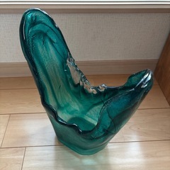 アートガラス 花瓶 フラワーベース グリーン モダンインテリア オブジェ  の画像