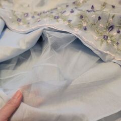 水色 刺繍 フォーマルドレス ブルー 発表会 結婚式 おままごと 120cmの画像