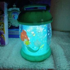 ディズニープリンセス　馬車置き時計＆スタンプセット＆リトルマーメイド回転ライト（持ち手付き）の画像