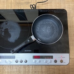 IRIS OHYAMA/アイリスオーヤマ IHK-W12SP-B 2口IHコンロ 2020年製 通電OK 動作品 A050の画像