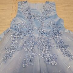 水色 刺繍 ノースリーブ ドレス 120 130cm 結婚式 発表会の画像