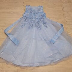 水色 刺繍 ノースリーブ ドレス 120 130cm 結婚式 発表会の画像