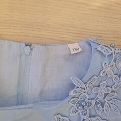 水色 刺繍 ノースリーブ ドレス 120 130cm 結婚式 発表会の画像