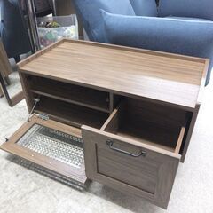 テレビ台 幅80cm TV台 ブラウン ローボード 収納家具 引き出し ガラス扉 ☆ 札幌市 北区 屯田 の画像