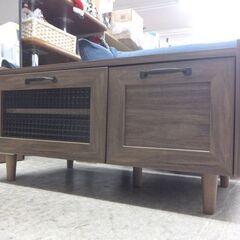 テレビ台 幅80cm TV台 ブラウン ローボード 収納家具 引き出し ガラス扉 ☆ 札幌市 北区 屯田 の画像