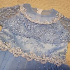 水色 レース装飾 子供用ドレス 130cm 発表会 結婚式の画像