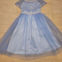 水色 レース装飾 子供用ドレス 130cm 発表会 結婚式の画像