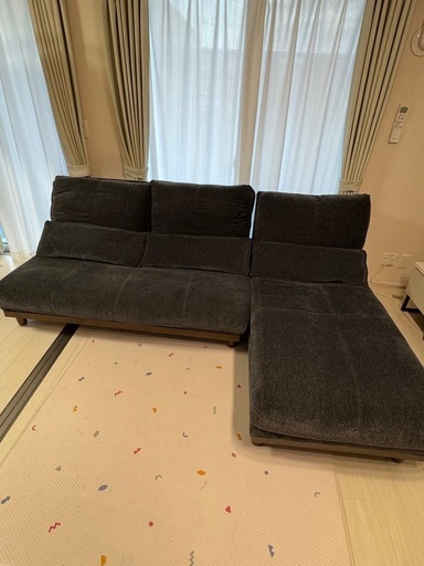 【引き取り限定】ユニオン カウチソファ 肘なし2P＋シェーズロングセット　グレー