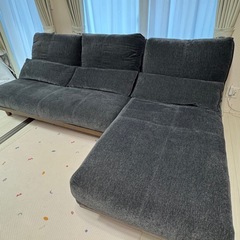 【引き取り限定】ユニオン カウチソファ 肘なし2P＋シェーズロングセット　グレーの画像