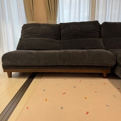 【引き取り限定】ユニオン カウチソファ 肘なし2P＋シェーズロングセット　グレーの画像