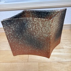 焼締風 アート陶器 花器 フラワーベース モダン インテリア 高さ26cm 幅35cmの画像