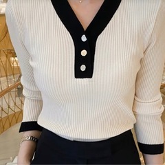 ⭐️韓国スタイル⭐️上品な配色ニット✨の画像