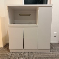 【無料】LOWYA（ロウヤ）キッチンカウンター 食器棚 レンジボードしろ白の画像