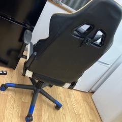 ゲーミングチェア　GTRACING ブルー　昇降可能　肘置き付　リクライニングの画像