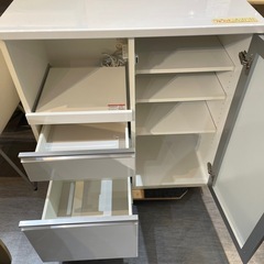 配達可【キッチンカウンター】【レンジ台】【白】★クリーニング済み【管理番号1111】橋の画像