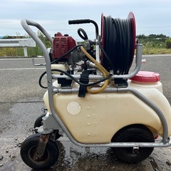 アサバ　小型動力散布機　キャリー動噴 AT-50 タンクキャリー動噴 AT-50 噴霧器 散布 消毒 除草 コロタン 小型動噴　ポンプティ　タンク車　ホース ノズル付き 宮崎の画像