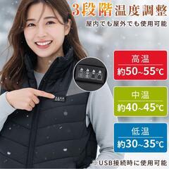 電熱ベスト⭐️26所発熱 4区独立制御 ヒーターベスト DC/USB給電 丸洗いの画像
