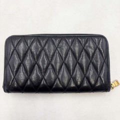 MIU MIU ミュウミュウ 長財布 レザー ラウンド ファスナー ブラック 5ML1183 レディースの画像