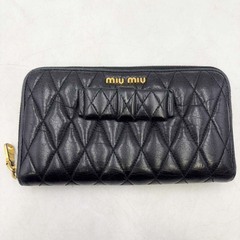 MIU MIU ミュウミュウ 長財布 レザー ラウンド ファスナー ブラック 5ML1183 レディースの画像