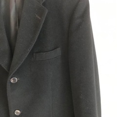 オーバーコート L サイズ オーダーメイド カシミヤ 50 毛50 黒 銀座アルゴ 英国製生地使用 の画像