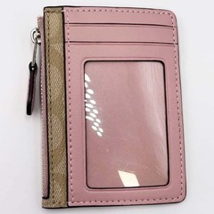 コーチ レザー パスケース 小銭入れ ベージュ ピンク レディース COACHの画像