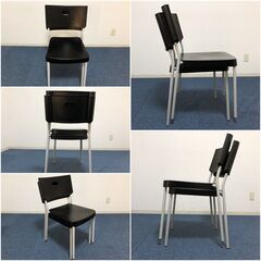 IKEA HERMAN CHAIR 2脚セット 椅子ブラック/グレー インテリアモダンデザイン イケア ヘルマンチェア 完成品ダイニングチェアの画像