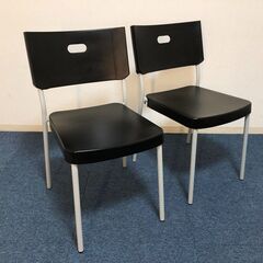 IKEA HERMAN CHAIR 2脚セット 椅子ブラック/グレー インテリアモダンデザイン イケア ヘルマンチェア 完成品ダイニングチェアの画像