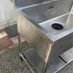 業務用 1槽シンク 二口蛇口付き 幅950×奥600×高さ870+BG150(mm) 一層シンク 一層 1層 一槽 店舗 厨房機器 流し台 キッチン 厨房 大阪の画像