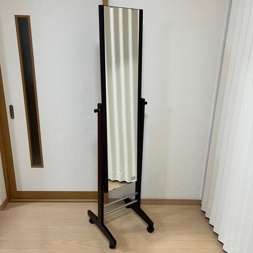 北欧レトロ 塩川光明堂 木製 キャスター付き スタンドミラー 姿見 全身鏡 北欧レトロ 塩川光明堂 木製 キャスター付き スタンドミラー 姿見 全身鏡