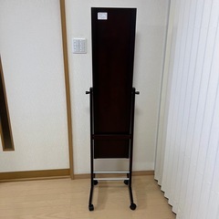 北欧レトロ 塩川光明堂 木製 キャスター付き スタンドミラー 姿見 全身鏡  の画像