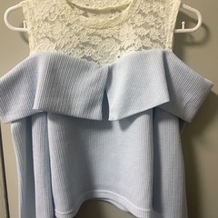 ブルーオフショルダー　レーストップス　長袖　試着のみ の画像