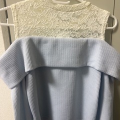 ブルーオフショルダー　レーストップス　長袖　試着のみ の画像