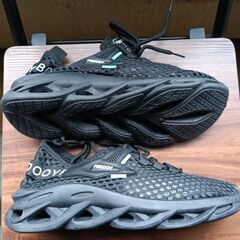 新品 25cm メンズ スニーカー ブラック 厚底 男女兼用 シューズ 識別番号:【N556-S】の画像