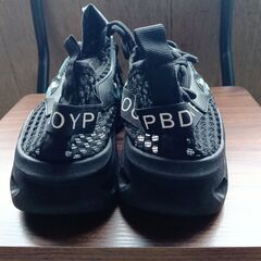 新品 25cm メンズ スニーカー ブラック 厚底 男女兼用 シューズ 識別番号:【N556-S】の画像