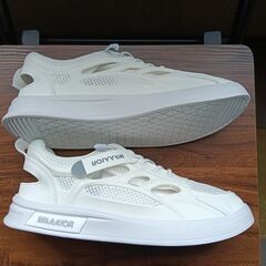 新品 25cm メンズ スニーカー ホワイト 厚底 男女兼用 シューズ 識別番号:【N559-S】の画像