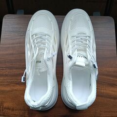 新品 25cm メンズ スニーカー ホワイト 厚底 男女兼用 シューズ 識別番号:【N559-S】の画像