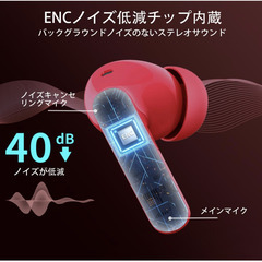 🎧【新品未使用】Btootos ワイヤレスイヤホン Bluetooth5.4 最新モデル ENC通話ノイズキャンセリング HiFi高音質 最大40時間再生 LEDディスプレイ Type-C急速充電 IPX7防水 タッチ操作 軽量 小型 iPhone Android 対応 スポーツ 通勤 通学用 赤白の画像