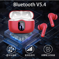 🎧【新品未使用】Btootos ワイヤレスイヤホン Bluetooth5.4 最新モデル ENC通話ノイズキャンセリング HiFi高音質 最大40時間再生 LEDディスプレイ Type-C急速充電 IPX7防水 タッチ操作 軽量 小型 iPhone Android 対応 スポーツ 通勤 通学用 赤白の画像