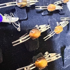silver 刻印 タイガーアイ 緑 青 赤 色石 ネクタイピン まとめての画像