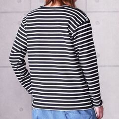 新品-ボーダーロングＴシャツ（ブラック×ホワイト）の画像