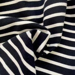 新品-ボーダーロングＴシャツ（ブラック×ホワイト）の画像